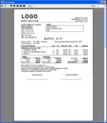 Prozor za pregled računa/predračuna pre štampanja